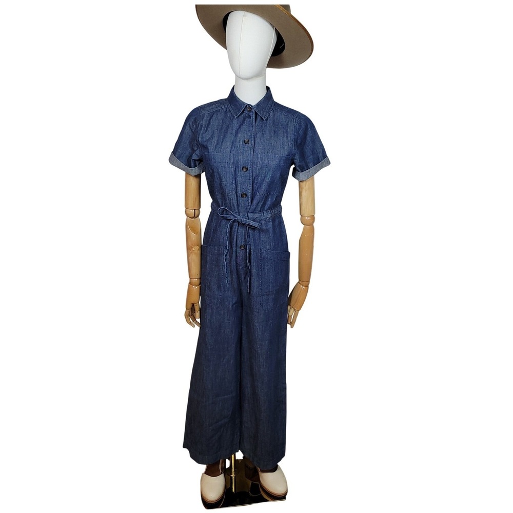 Marine Layer Denim Wide Leg Jumpsuit XS Boho Western Vacation Beach Summer - Picture 2 of 7